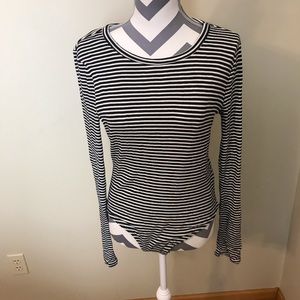 NWOT Gap black and white striped ribbed body suit
